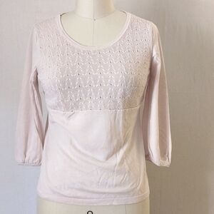 Tencel Silk & Cotton Blush 3/4 Sleeve Knit Top Size S